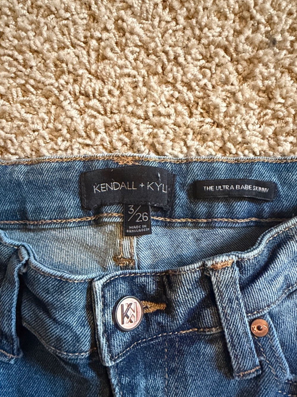 Kendall & Kylie Mid Blue Distressed Skinny Jeans - Picture 2 of 5